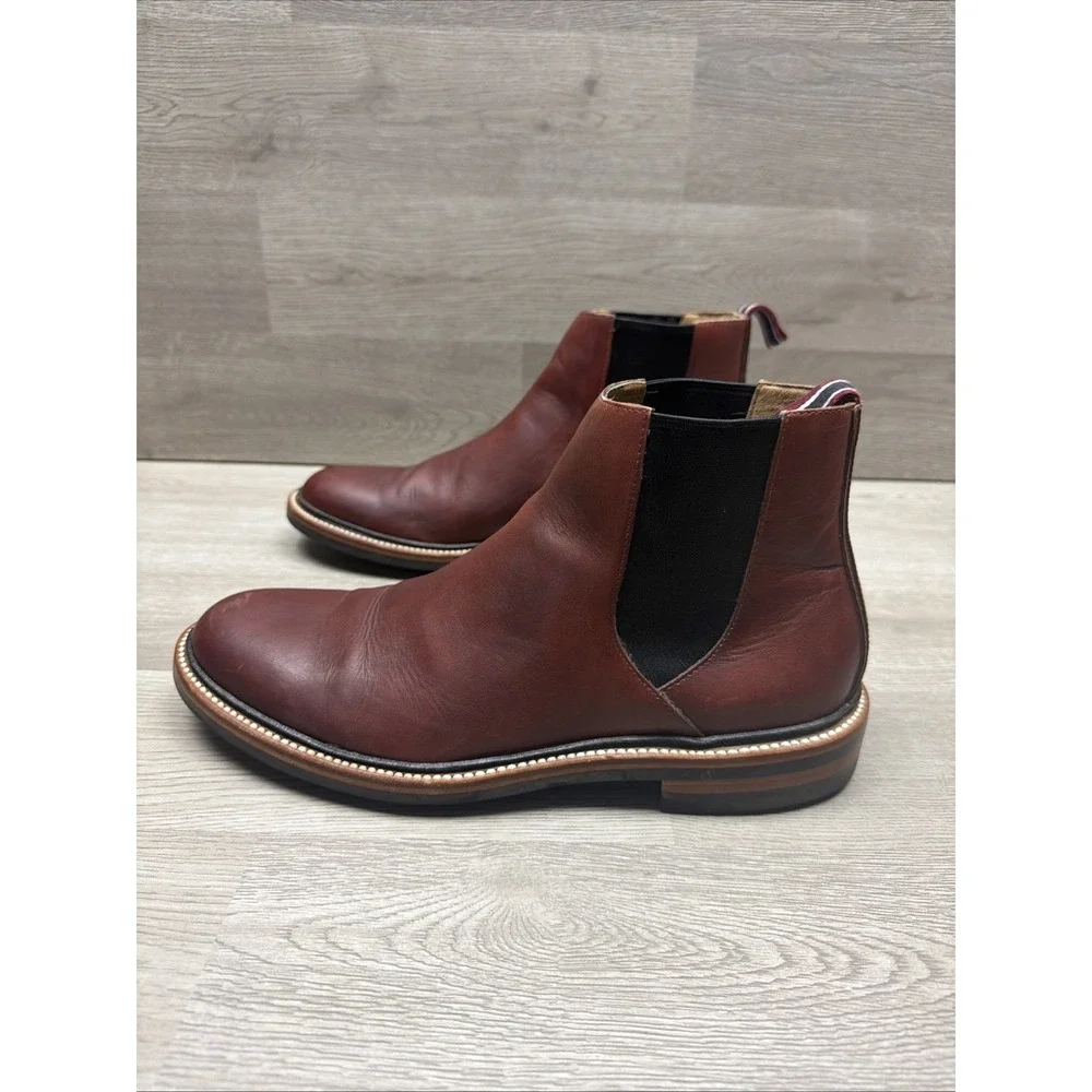 J Crew Chelsea Boot Oar Stripe Italian Leather J9018 Size 7.5 Mens Very Nice